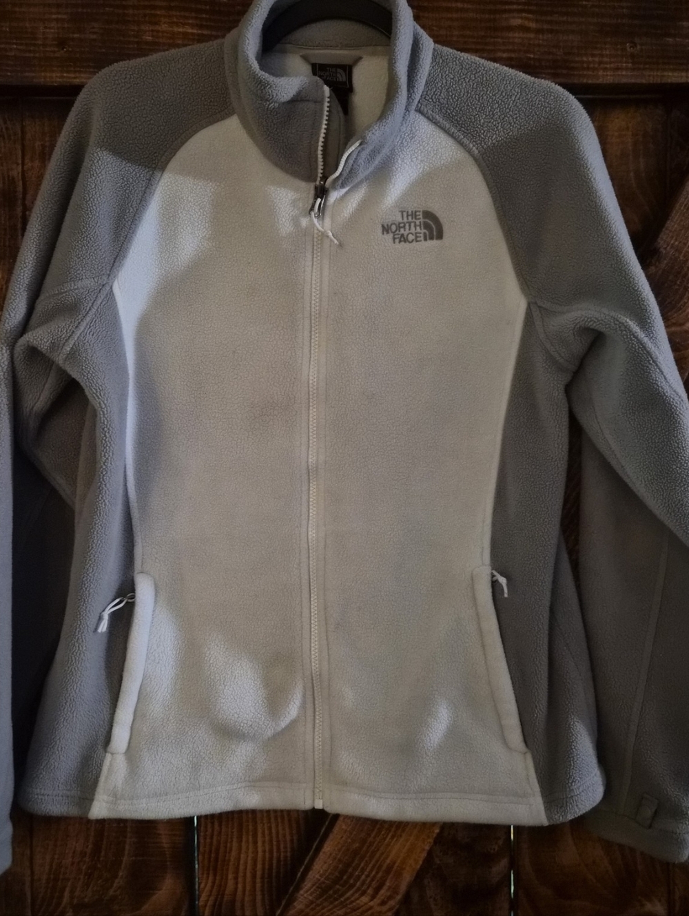 The North Face Fleece Jacket Womens Large Gray White Full Zip Outdoor